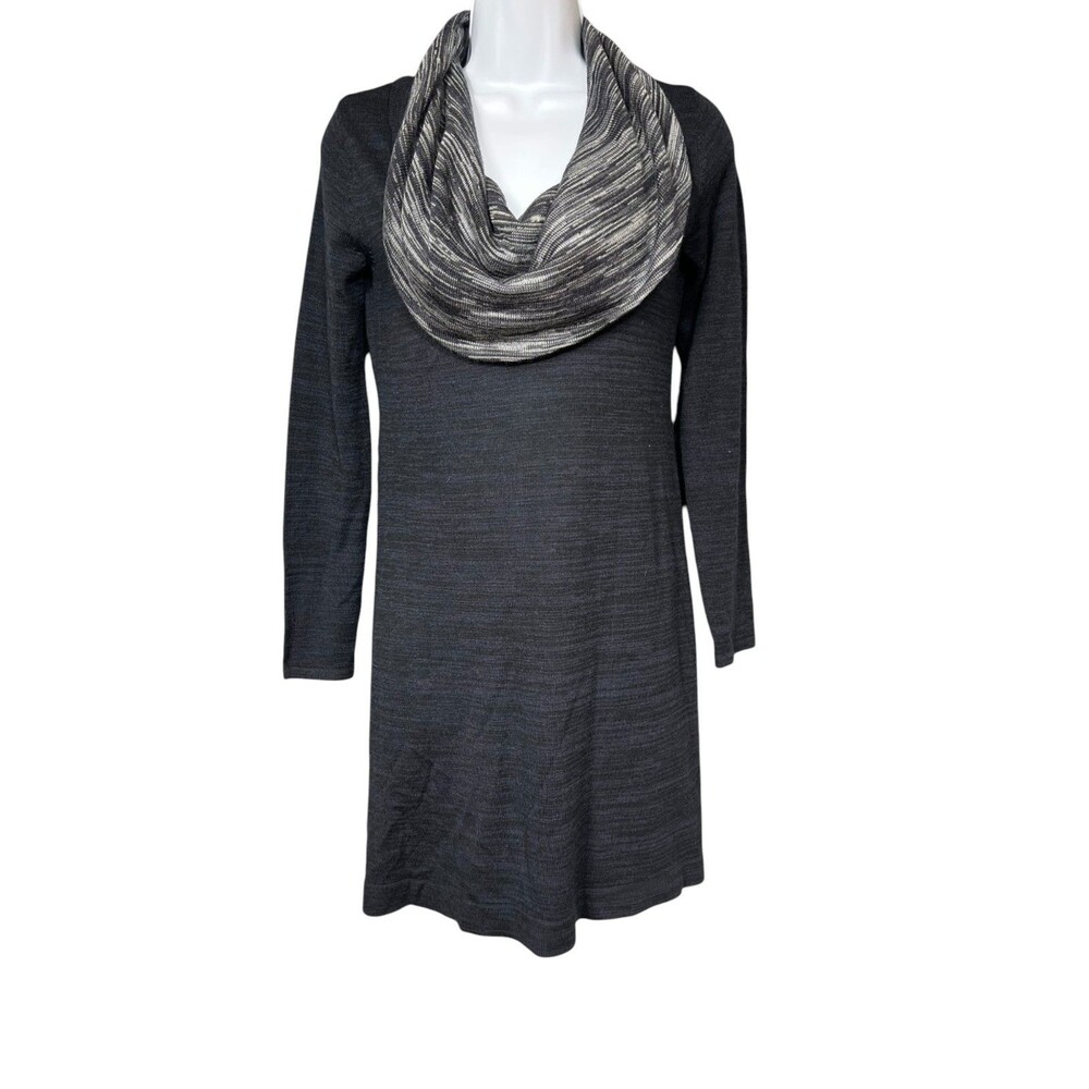 Soft Surroundings Women's XS Cowl Neck Tunic Sweater Dress Wool Blend Gray